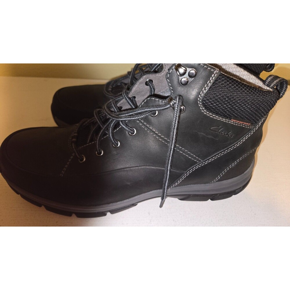 Clarks Men's Walpath Mid Oxford Boot Black Leather Size 10.5